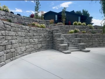 Block retaining wall & steps